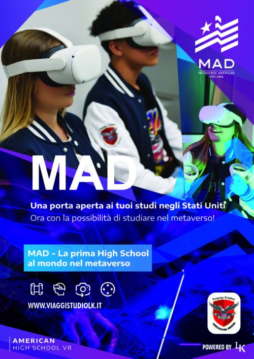 Locandina del programma MAD, la high school americana nel metaverso.