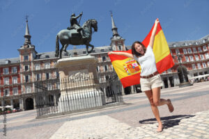 Madrid tourist spain flag